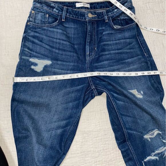 GUESS High Waist Ankle Cropped Raw Hem Frayed Edge Ripped Distressed Straight - Picture 12 of 12